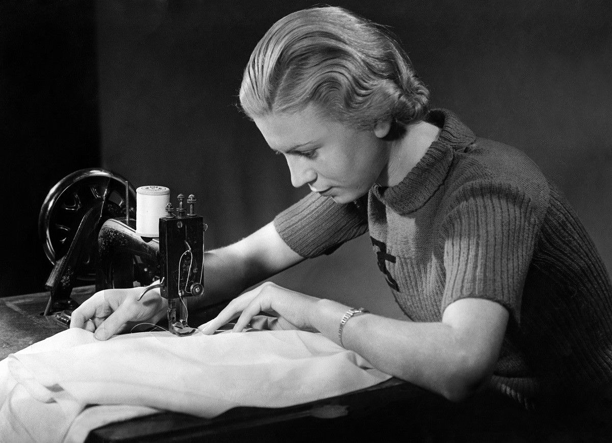 Woman at sewing machine