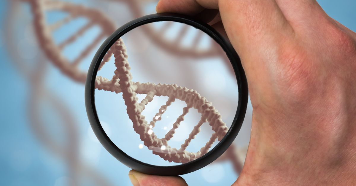 3D image of magnifying DNA strand
