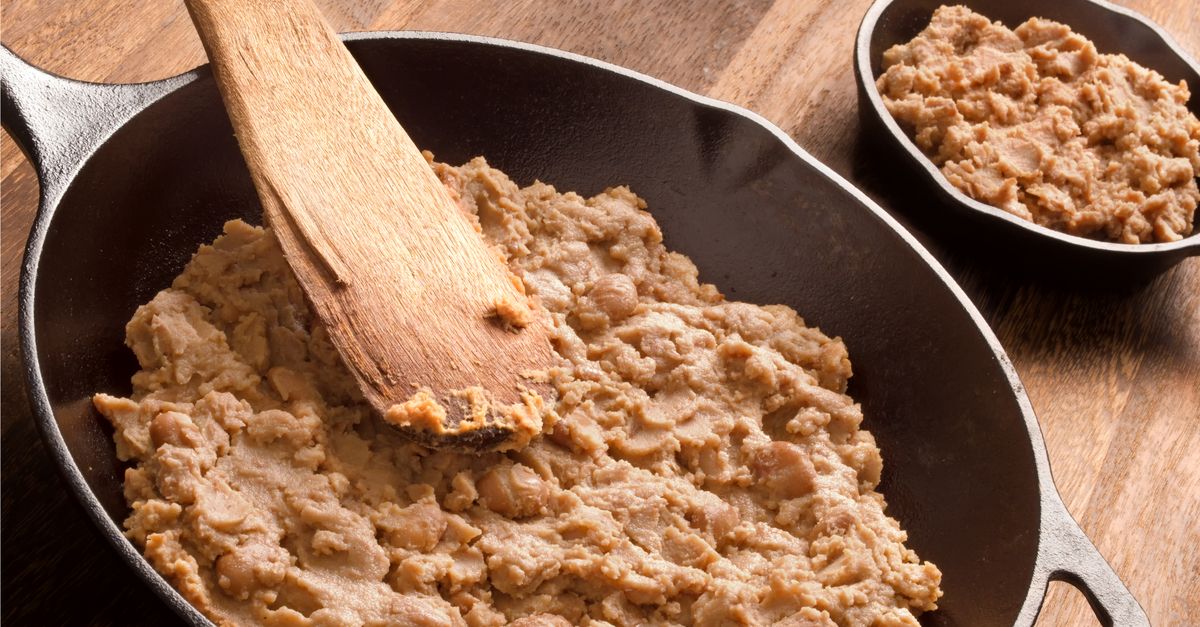 Pan of refried beans