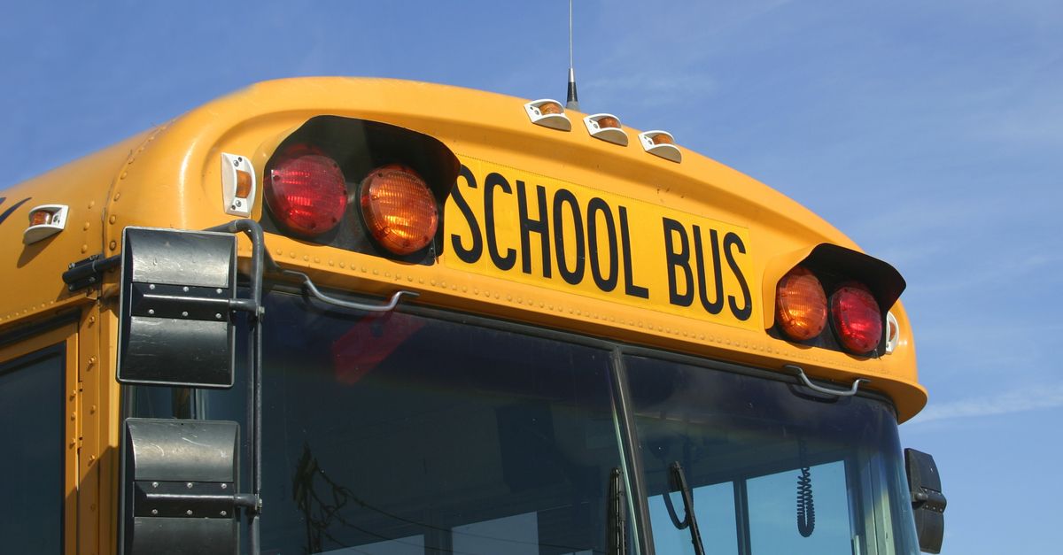 Front end of a school bus.