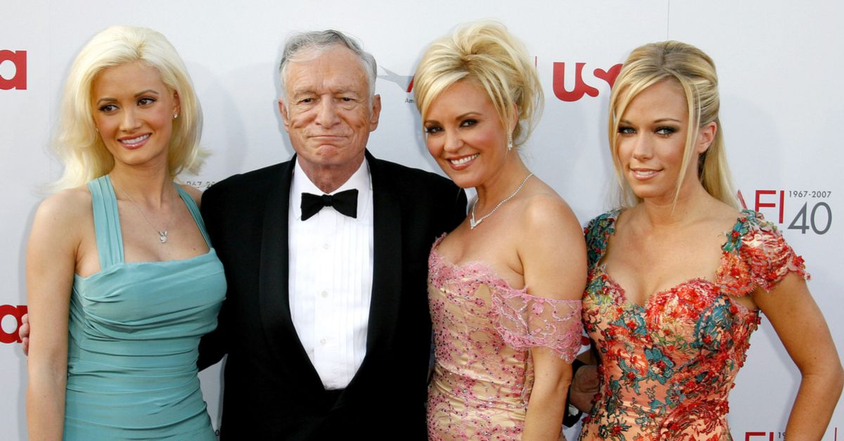Holly Madison, Hugh Hefner, Bridget Marquardt and Kendra Wilkinson attend the 35th Annual AFI Life Achievement Award held at the Kodak Theatre in Hollywood, California, on June 7, 2007.