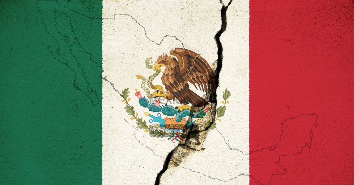 Cracked image of Mexican flag