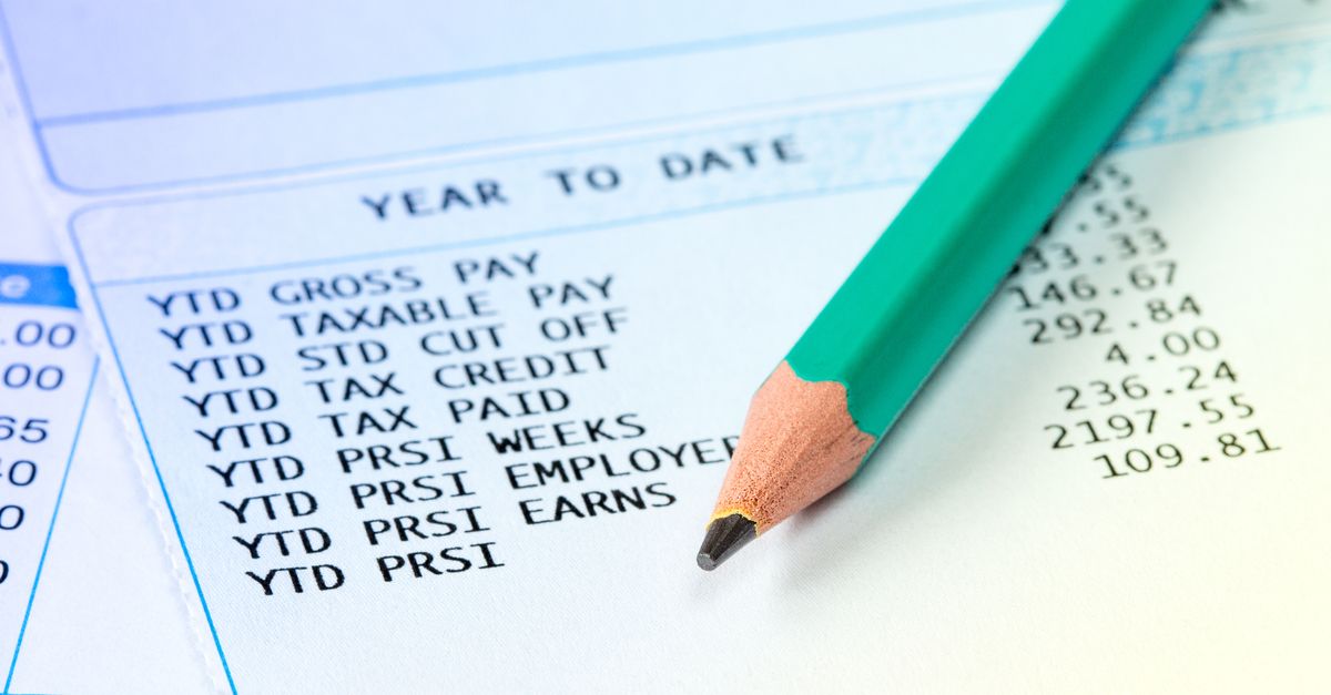 close up of payroll statement