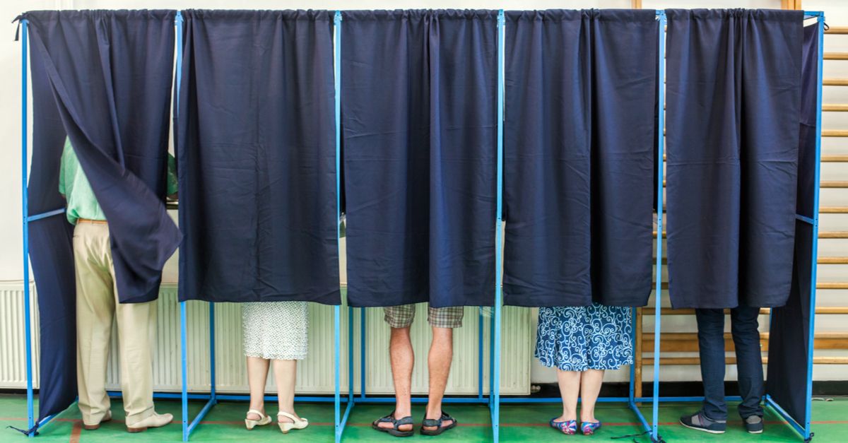 Voters standing in booths