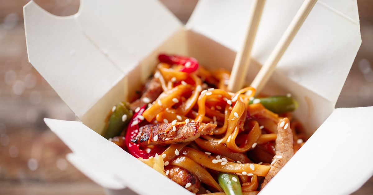 Chinese food in a takeout box