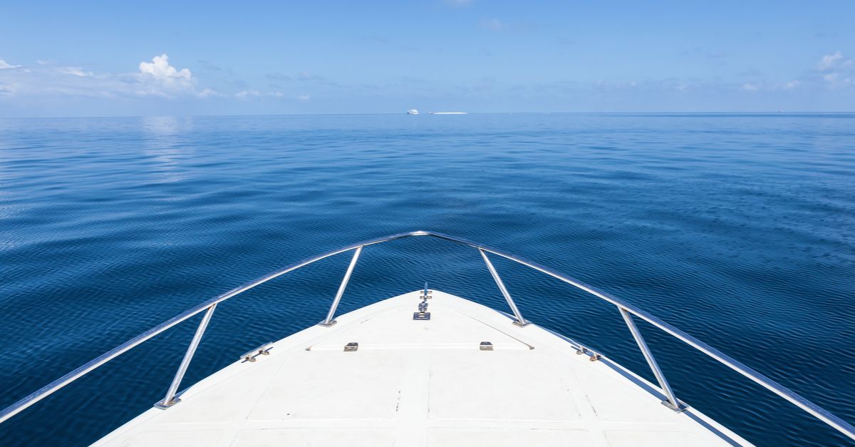 View from the bow of a yacht.