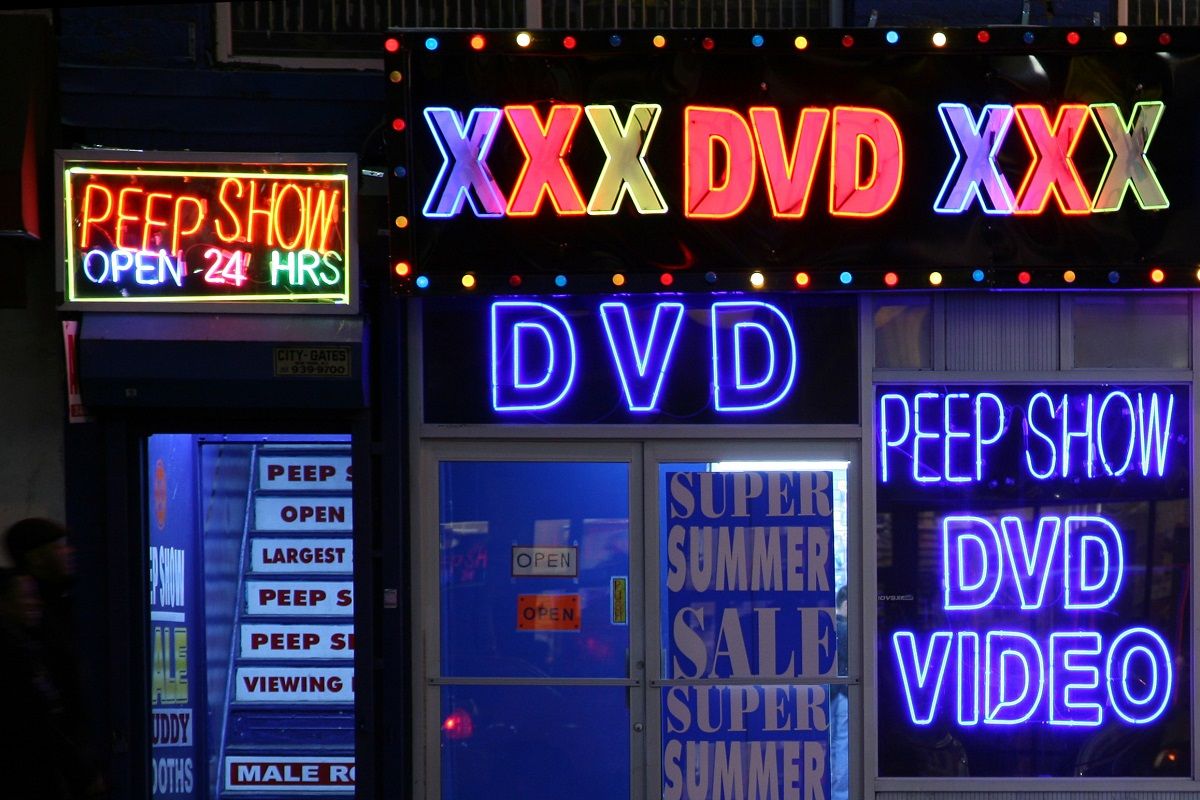 Sex Shop Signs At Night