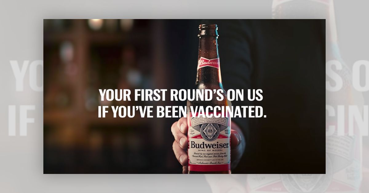 Budweiser is giving away a free beer to people who can prove they are vaccinated against COVID-19.
