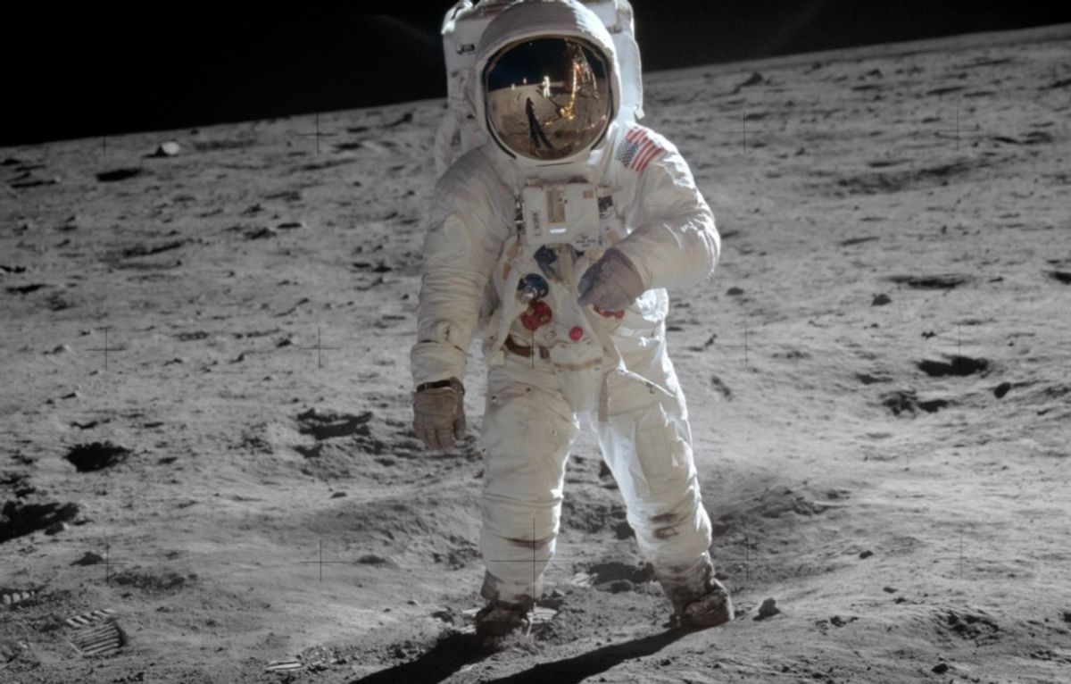 Buzz Aldrin threw a punch and punched a conspiracy theorist.