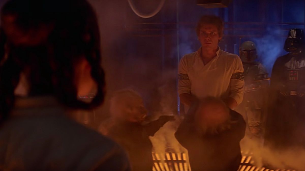 Harrison Ford as Han Solo improvised his line I know to Carrie Fisher's Princess Leia instead of saying I love you too in Star Wars Episode V The Empire Strikes Back.