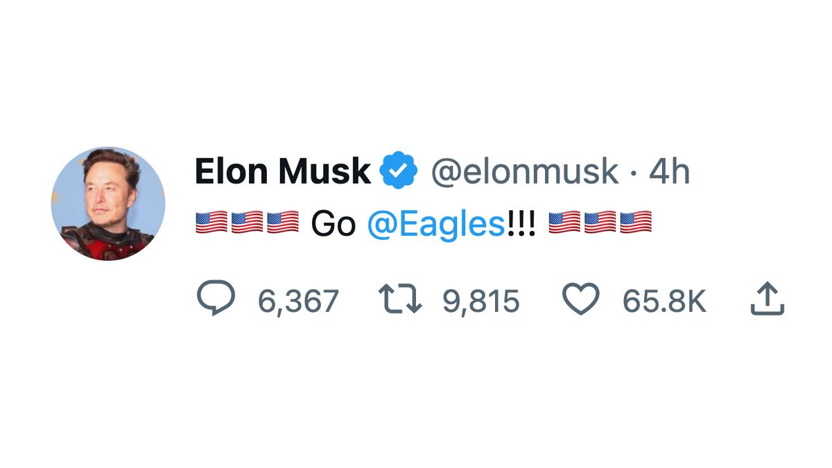 Elon Musk deleted a tweet that said Go Eagles after they lost to the Chiefs in Super Bowl LVII.
