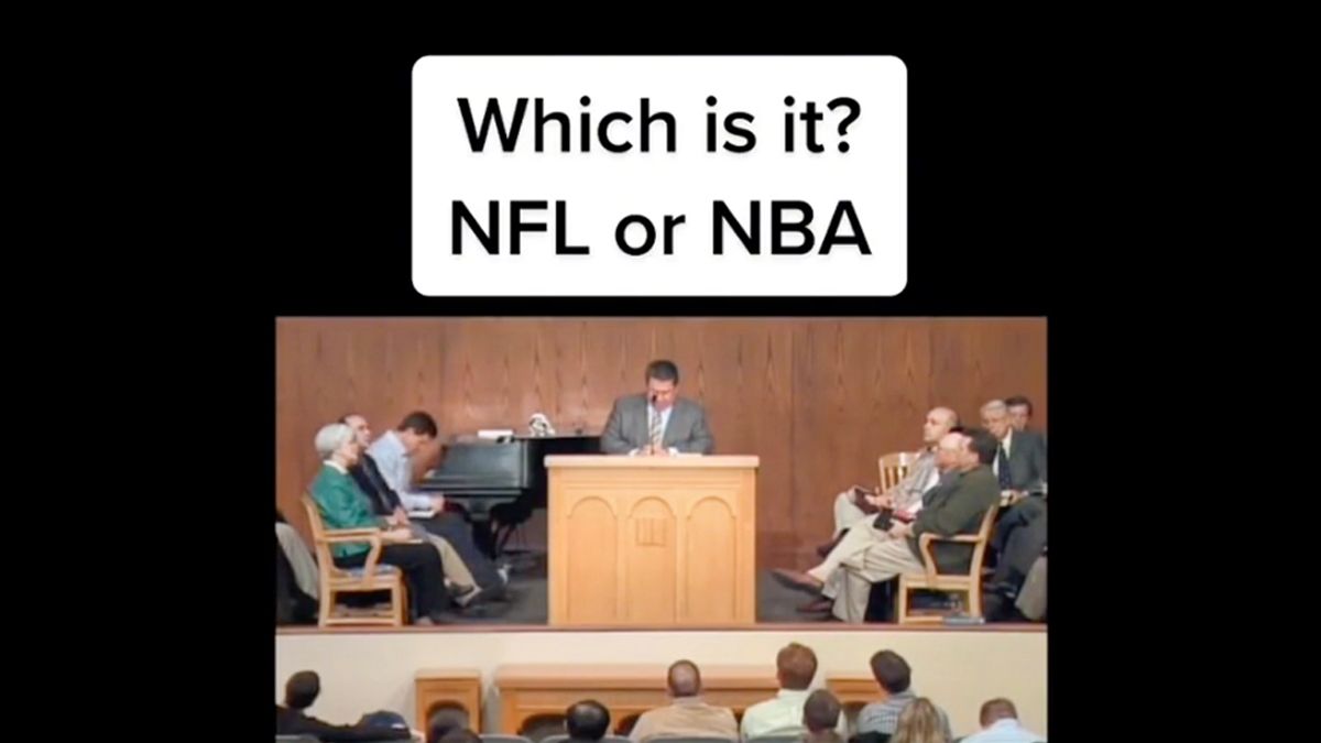 A man in a video asks if a list of crimes and accusations belongs to the NFL or the NBA but later reveals it all applies to members of the US Congress.