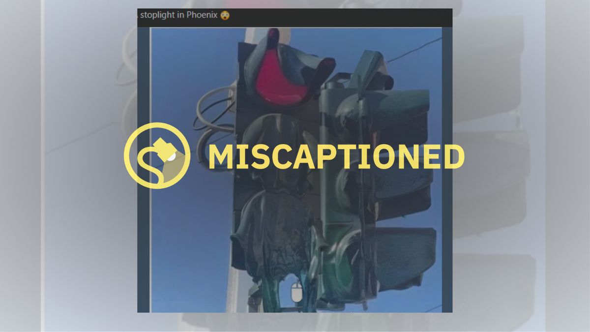 A melted traffic light has the label Miscaptioned over it.