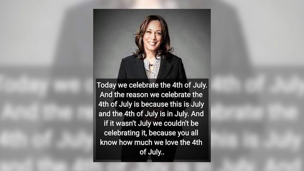 Online memes and posts wrongly claimed US Vice President Kamala Harris once said the words today we celebrate the 4th of July and the reason we celebrate the 4th of July is because this is July and the 4th of July is in July.
