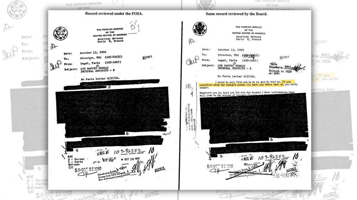 An image of purportedly real documents from the investigation into the assassination of John F. Kennedy Jr. 