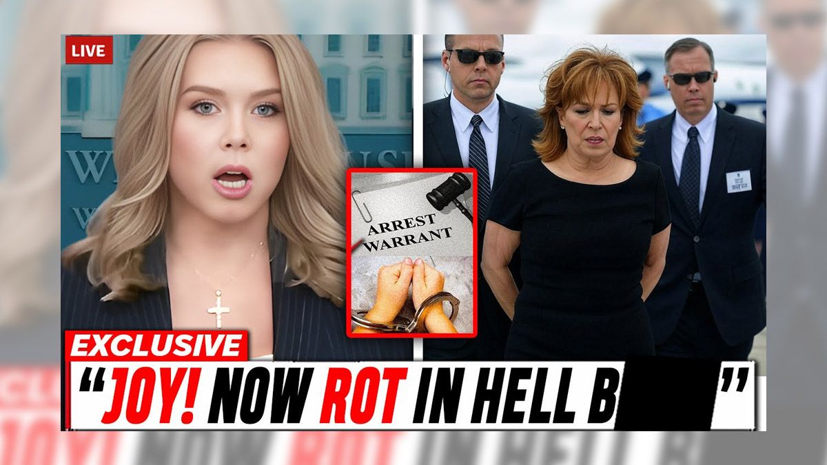 A YouTube thumbnail shows a white woman next to another white woman with her hands behind her back surrounded by two white people wearing blue suits. At the bottom, text says: EXCLUSIVE "JOY! NOW ROT IN HELL B."
