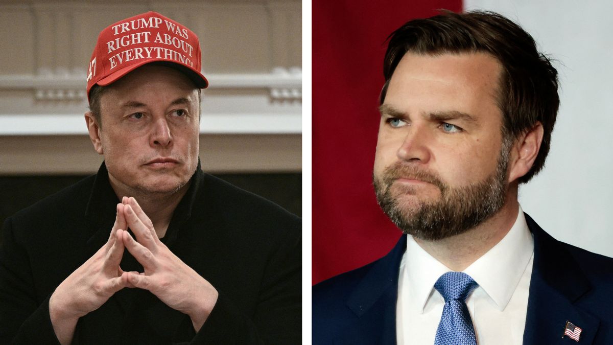 A white man wearing a red hat that says TRUMP WAS RIGHT ABOUT EVERYTHING is pictured next to a white man wearing a blue suit. They both look vaguely displeased.