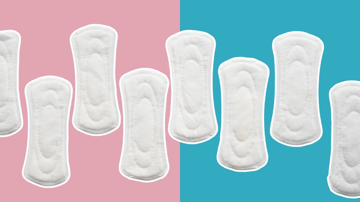A row of pads are shown. The left background color is pink, while the right background color is blue.