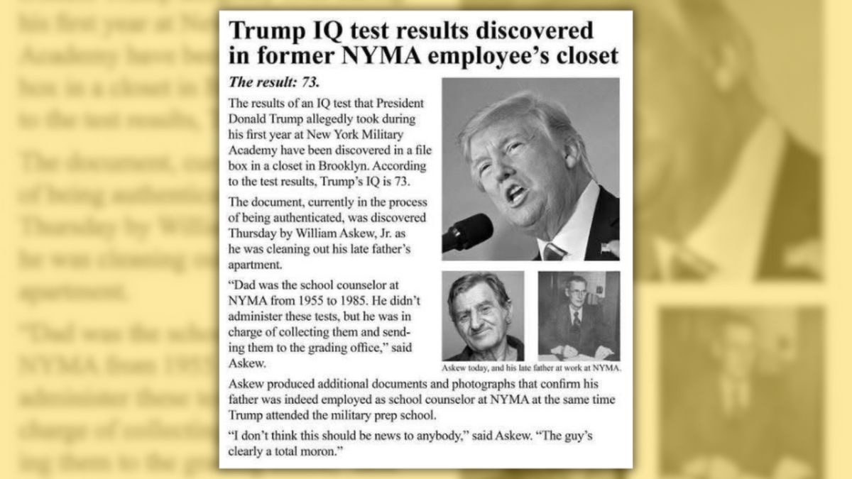 Was Donald Trump's IQ score measure at 73?