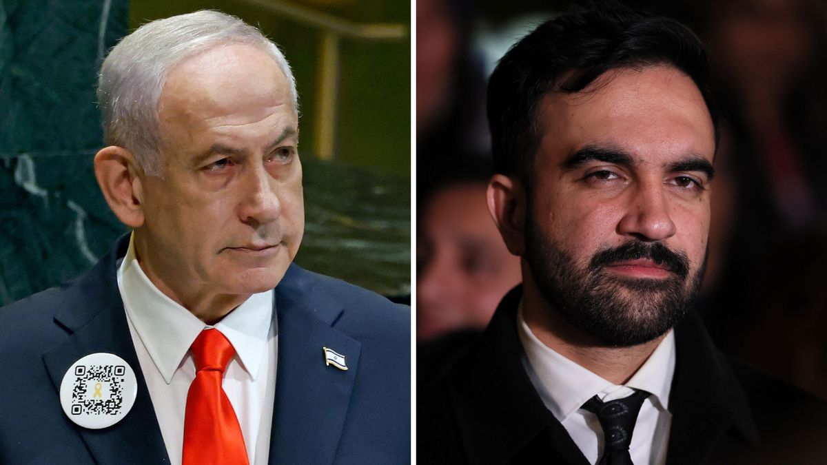 Two side-by-side images, with Israeli Prime Minister Benjamin Netanyahu on the left and New York City mayor-elect Zohran Mamdani on the right. 
