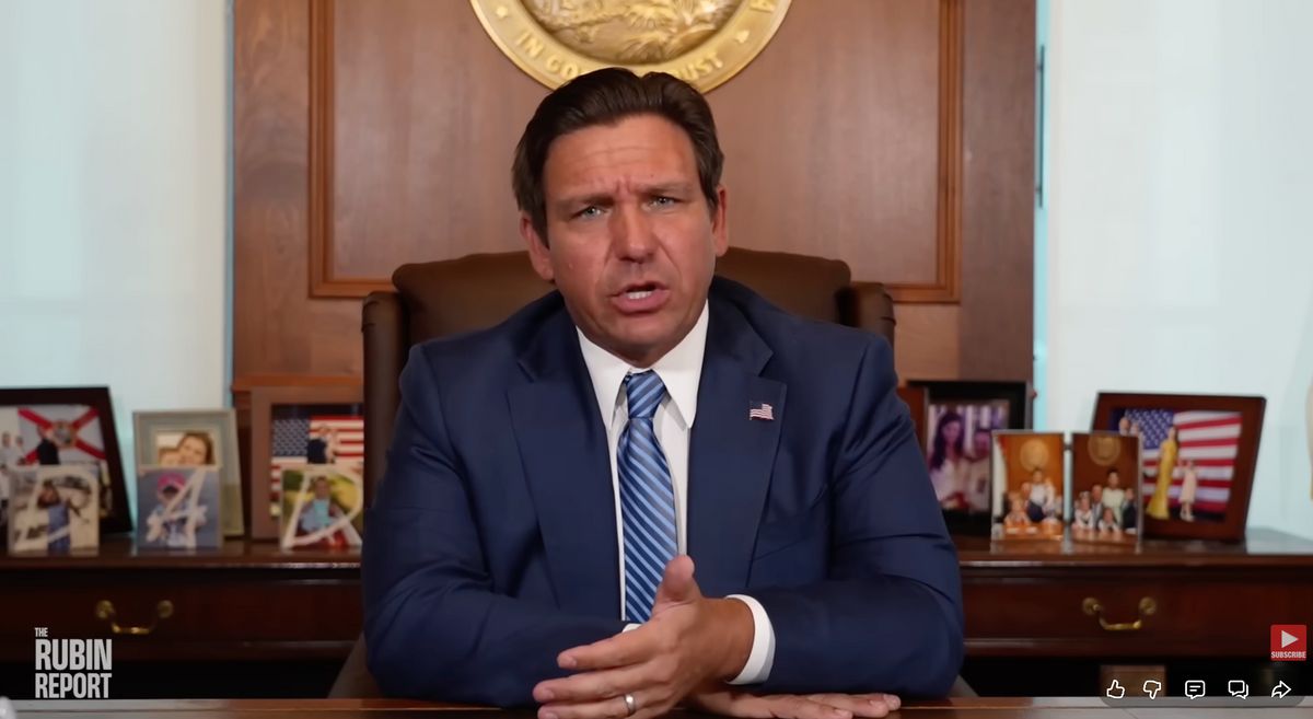 A screengrab from a video of Florida Gov. Ron DeSantis' appearance on The Rubin Report. 