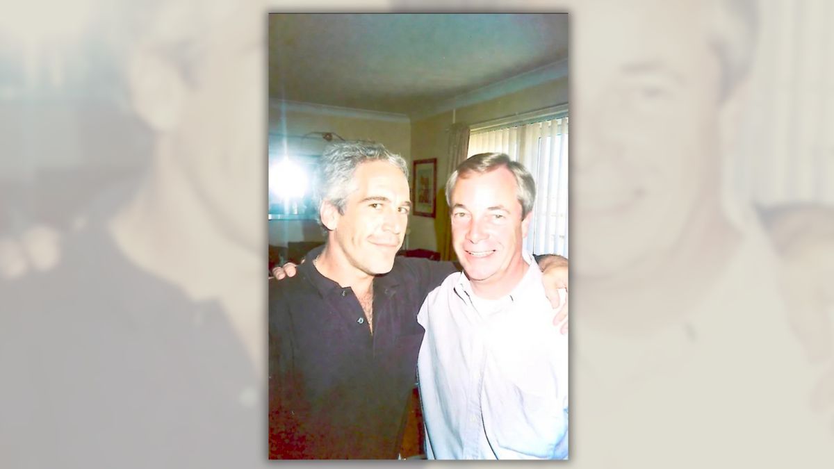 Fake image of Jeffrey Epstein and Nigel Farage. 