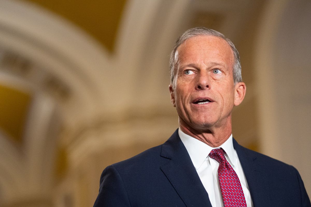 Sen. John Thune, an older white man with short gray hair in a suit. 