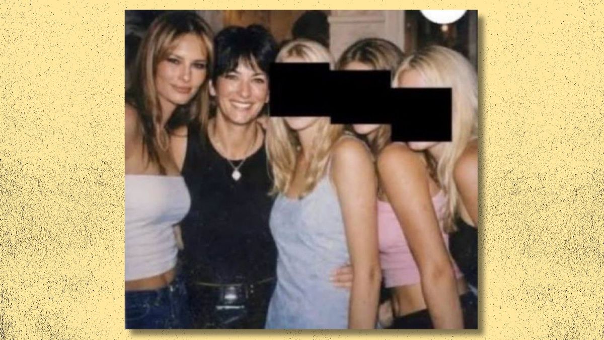 Unverified image shows Melania Trump, Ghislaine Maxwell, and three unidentified girls.