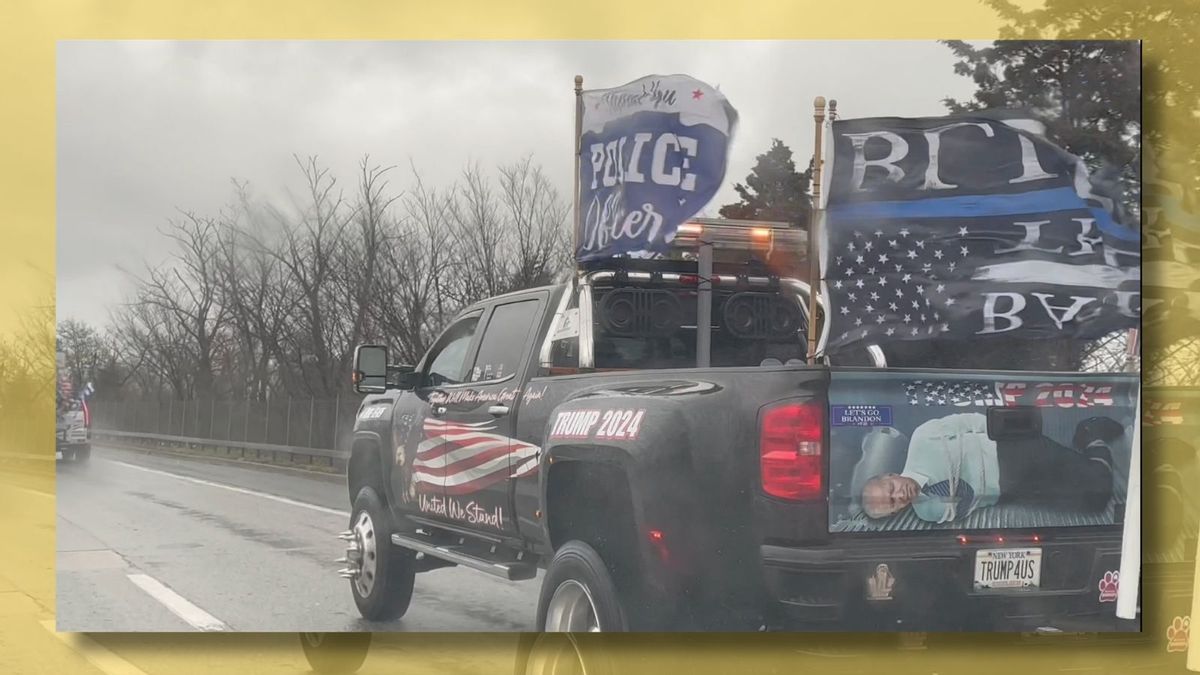 Screenshot of a video U.S. President Donald Trump posted on Truth Social depicting former President Joe Biden bounded and gagged in the back of a pickup truck.