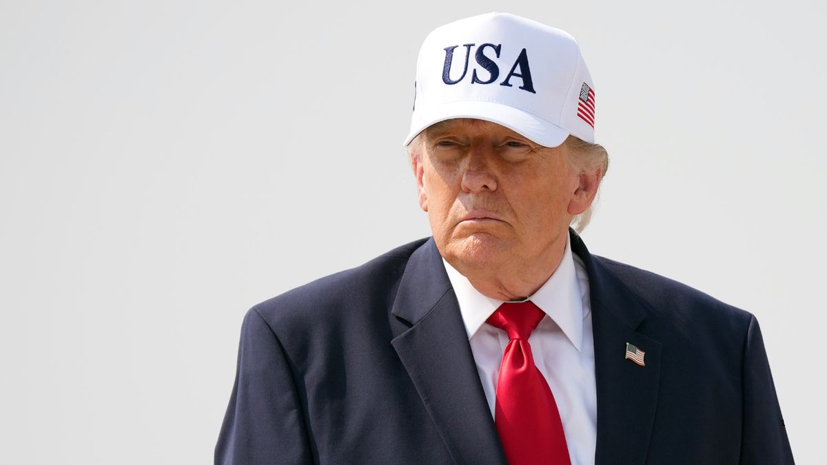 U.S. President Donald Trump walks to board Air Force One as he departs Bismarck Municipal Airport on July 01, 2026 in Bismarck, North Dakota.