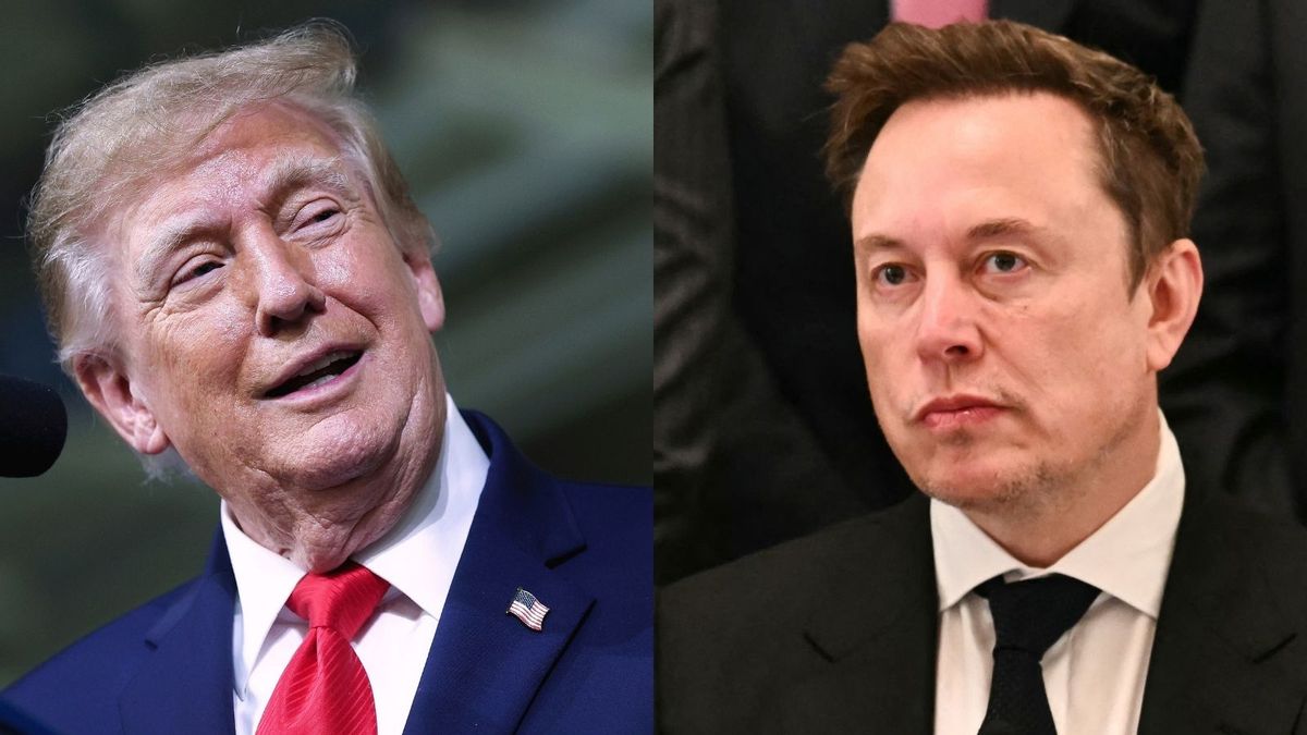 Side-by-side images show U.S. President Donald Trump on the left and billionaire Elon Musk on the right.