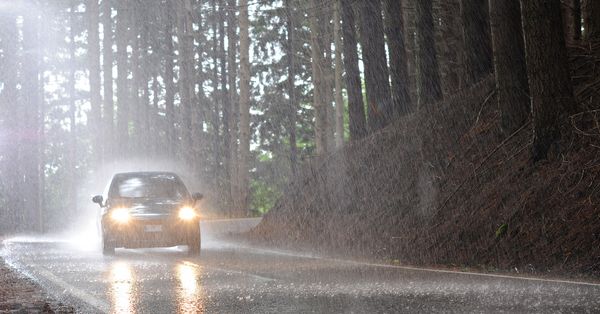 car driving rain