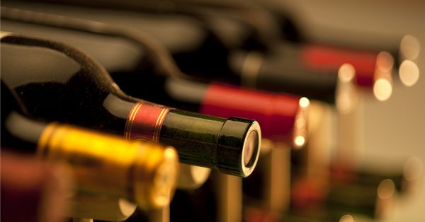 Close-up of wine bottles
