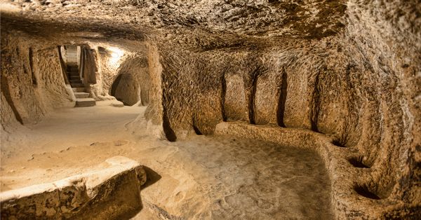 Derinkuyu Cave, part of a Byzantine-era network of underground living spaces in Turkey.
