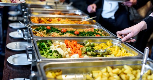 Buffet table with vegetables
