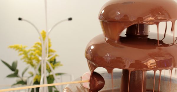 Chocolate fountain at a buffet