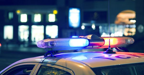 Lights on a police car