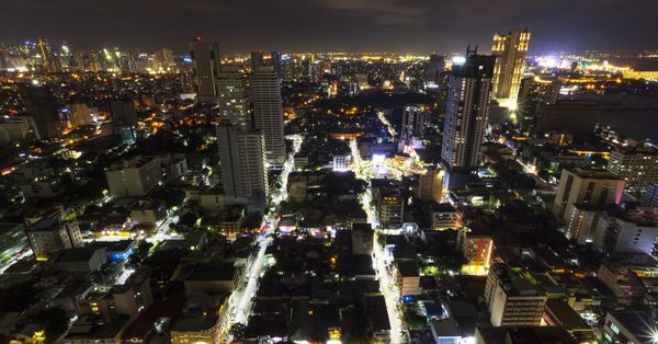 Manila skyline at night from above