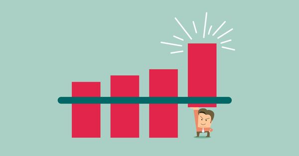 Art mockup of a data chart being manipulated