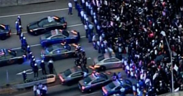 Screen shot from Black Lives Matter protest in Atlanta in July 2016