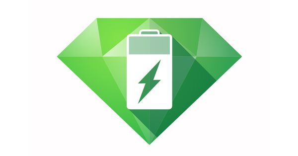 Illustration of green diamond with battery symbol