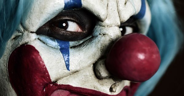 Close-up of scary clown face