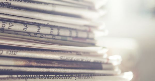 Stack of newspapers.