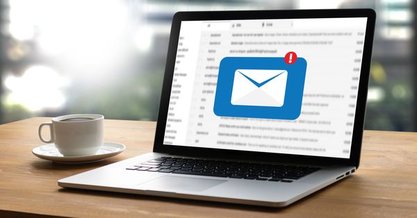 Email alert on laptop screen