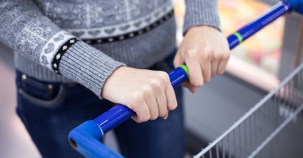 Hands on a shopping cart