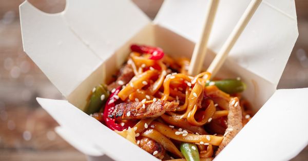 Chinese food in a takeout box