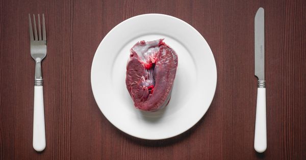 Pig heart on a plate