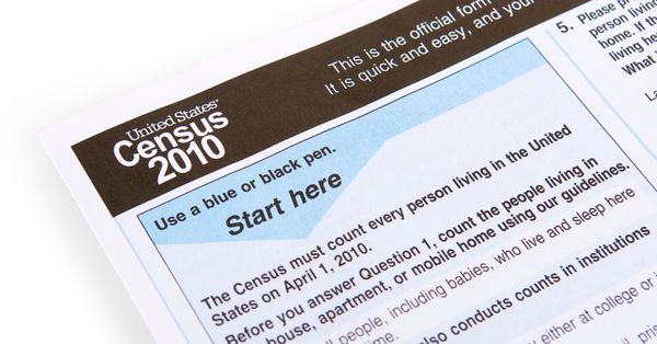 United States census form dated 2010.