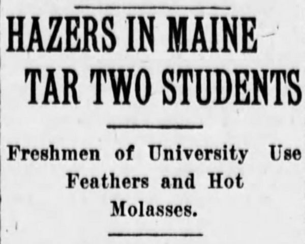 newspaper headline of black students tarred and feathered