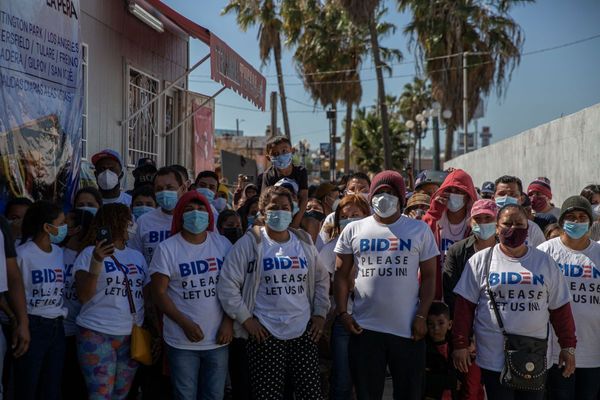 Were people wearing Biden shirts at Mexico border?